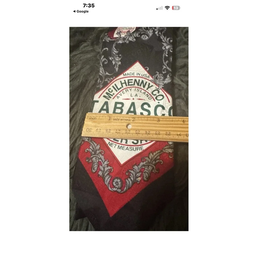 Tabasco McIlhenny Co Mens Silk Necktie Pepper Sauce Bottle Novelty Black Red Tie